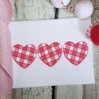 Gingham Heart Trio Embroidery Design - Sketch Stitch